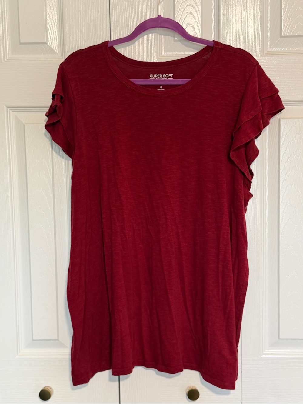 Torrid Burgundy Red Flutter Sleeve T-Shirt